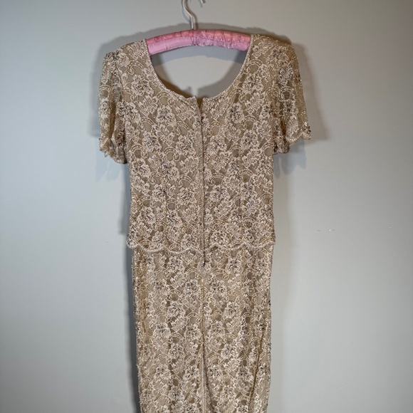 Vintage Stenay 80's Champagne Beaded Gown Size P10 - Picture 5 of 7